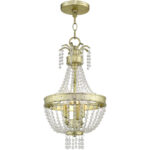 3 Light Winter Gold Mini Pendant light Hanging Light Fixture with Clear Crystals Shade-Lighting LumensPendant Lights