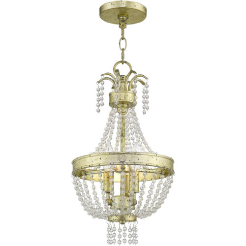 3 Light Winter Gold Mini Pendant light Hanging Light Fixture with Clear Crystals Shade-Lighting LumensPendant Lights