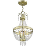 3 Light Winter Gold Mini Pendant light Hanging Light Fixture with Clear Crystals Shade-Lighting LumensPendant Lights