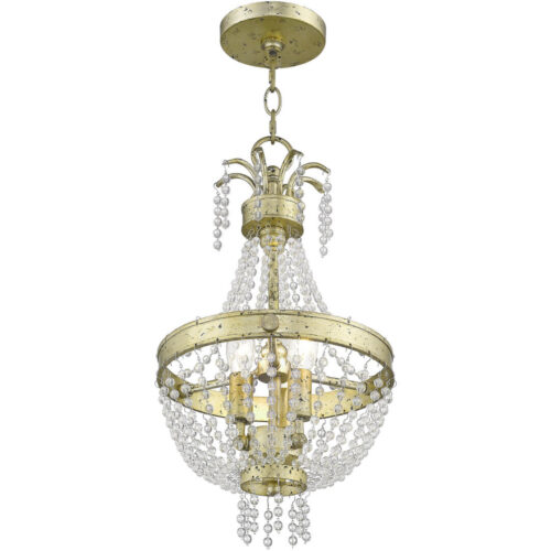 3 Light Winter Gold Mini Pendant light Hanging Light Fixture with Clear Crystals Shade-Lighting LumensPendant Lights