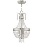 3 Light Brushed Nickel Mini Pendant light Hanging Light Fixture with Clear Crystals Shade-Lighting LumensPendant Lights