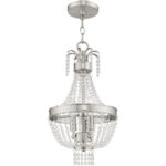 3 Light Brushed Nickel Mini Pendant light Hanging Light Fixture with Clear Crystals Shade-Lighting LumensPendant Lights