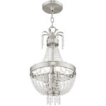 3 Light Brushed Nickel Mini Pendant light Hanging Light Fixture with Clear Crystals Shade-Lighting LumensPendant Lights