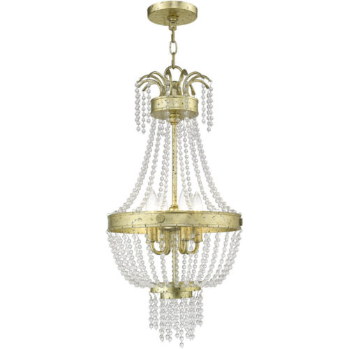 4 Light Winter Gold Mini Pendant light Hanging Light Fixture with Clear Crystals Shade-Lighting LumensPendant Lights