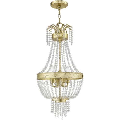 4 Light Winter Gold Mini Pendant light Hanging Light Fixture with Clear Crystals Shade-Lighting LumensPendant Lights