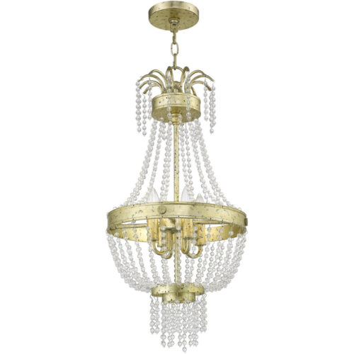 4 Light Winter Gold Mini Pendant light Hanging Light Fixture with Clear Crystals Shade-Lighting LumensPendant Lights