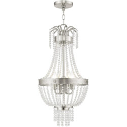 4 Light Brushed Nickel Mini Pendant light Hanging Light Fixture with Clear Crystals Shade-Lighting LumensPendant Lights