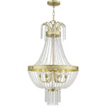 6 Light Winter Gold Pendant light Hanging Light Fixture Chandelier with Clear Crystals Shade-Lighting LumensChandeliers