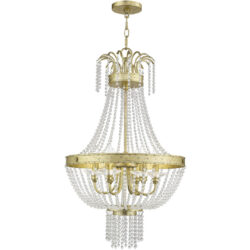 6 Light Winter Gold Pendant light Hanging Light Fixture Chandelier with Clear Crystals Shade-Lighting LumensChandeliers