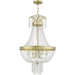 6 Light Winter Gold Pendant light Hanging Light Fixture Chandelier with Clear Crystals Shade-Lighting LumensChandeliers