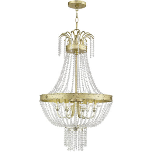 6 Light Winter Gold Pendant light Hanging Light Fixture Chandelier with Clear Crystals Shade-Lighting LumensChandeliers