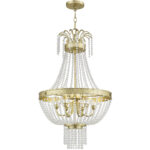 6 Light Winter Gold Pendant light Hanging Light Fixture Chandelier with Clear Crystals Shade-Lighting LumensChandeliers