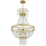 6 Light Winter Gold Pendant light Hanging Light Fixture Chandelier with Clear Crystals Shade-Lighting LumensChandeliers