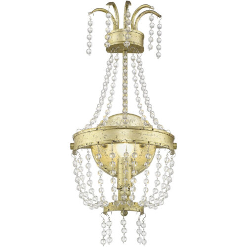 7.5 inch 1 Light Winter Gold Wall Sconce with Clear Crystals Shade-Lighting LumensWall Sconces