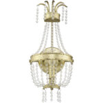 7.5 inch 1 Light Winter Gold Wall Sconce with Clear Crystals Shade-Lighting LumensWall Sconces