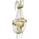 7.5 inch 1 Light Winter Gold Wall Sconce with Clear Crystals Shade-Lighting LumensWall Sconces