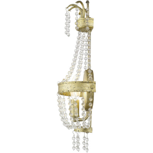 7.5 inch 1 Light Winter Gold Wall Sconce with Clear Crystals Shade-Lighting LumensWall Sconces