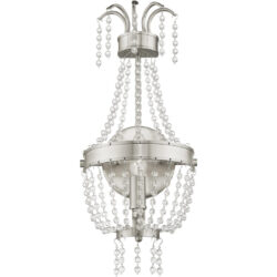 7.5 inch 1 Light Brushed Nickel Wall Sconce with Clear Crystals Shade-Lighting LumensWall Sconces