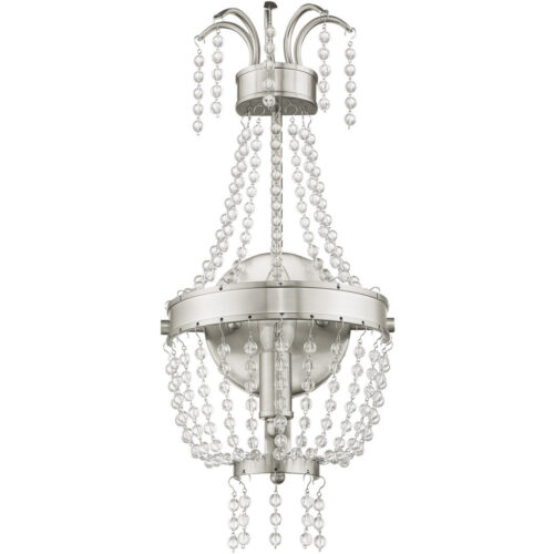 7.5 inch 1 Light Brushed Nickel Wall Sconce with Clear Crystals Shade-Lighting LumensWall Sconces