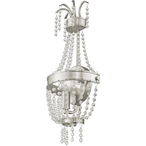 7.5 inch 1 Light Brushed Nickel Wall Sconce with Clear Crystals Shade-Lighting LumensWall Sconces