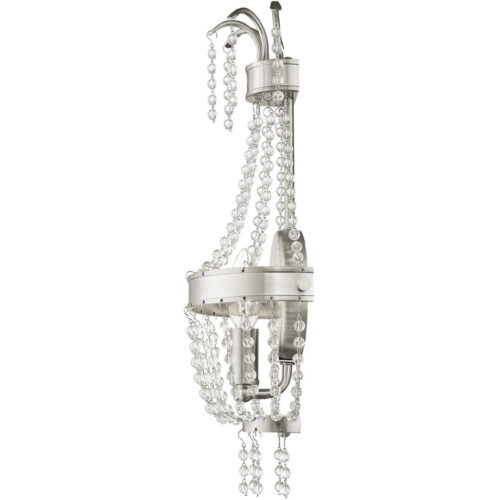 7.5 inch 1 Light Brushed Nickel Wall Sconce with Clear Crystals Shade-Lighting LumensWall Sconces