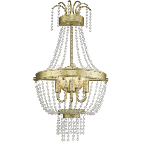 12.75 inch 3 Light Winter Gold Wall Sconce with Clear Crystals Shade-Lighting LumensWall Sconces