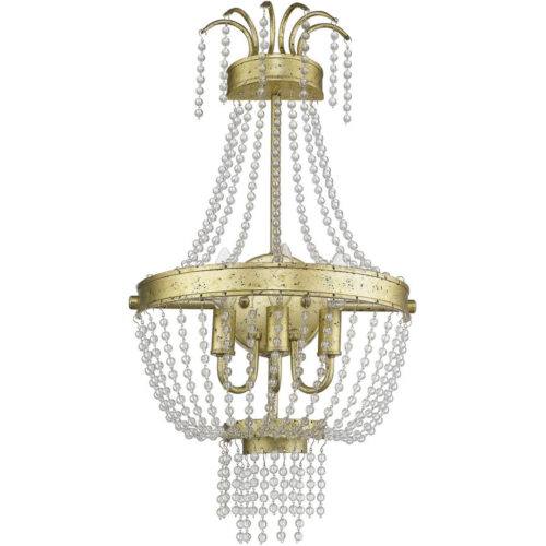 12.75 inch 3 Light Winter Gold Wall Sconce with Clear Crystals Shade-Lighting LumensWall Sconces