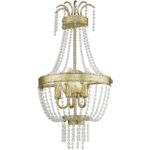 12.75 inch 3 Light Winter Gold Wall Sconce with Clear Crystals Shade-Lighting LumensWall Sconces