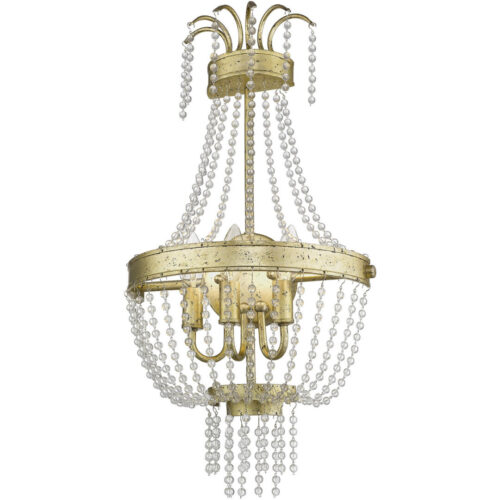 12.75 inch 3 Light Winter Gold Wall Sconce with Clear Crystals Shade-Lighting LumensWall Sconces