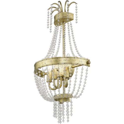 12.75 inch 3 Light Winter Gold Wall Sconce with Clear Crystals Shade-Lighting LumensWall Sconces