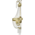 12.75 inch 3 Light Winter Gold Wall Sconce with Clear Crystals Shade-Lighting LumensWall Sconces