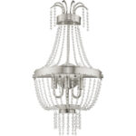 12.75 inch 3 Light Brushed Nickel Wall Sconce with Clear Crystals Shade-Lighting LumensWall Sconces