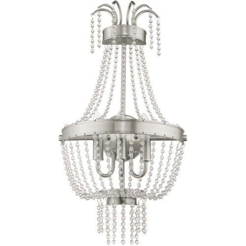 12.75 inch 3 Light Brushed Nickel Wall Sconce with Clear Crystals Shade-Lighting LumensWall Sconces