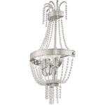 12.75 inch 3 Light Brushed Nickel Wall Sconce with Clear Crystals Shade-Lighting LumensWall Sconces