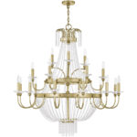 21 Light Winter Gold Foyer Chandelier with Clear Crystals Shade-Lighting LumensChandeliers