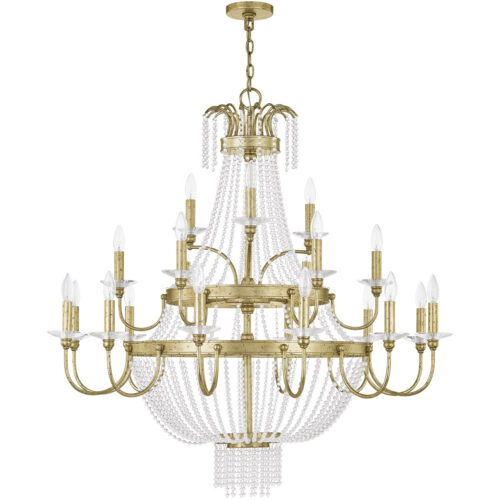 21 Light Winter Gold Foyer Chandelier with Clear Crystals Shade-Lighting LumensChandeliers