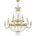 21 Light Winter Gold Foyer Chandelier with Clear Crystals Shade-Lighting LumensChandeliers