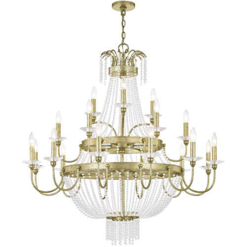 21 Light Winter Gold Foyer Chandelier with Clear Crystals Shade-Lighting LumensChandeliers