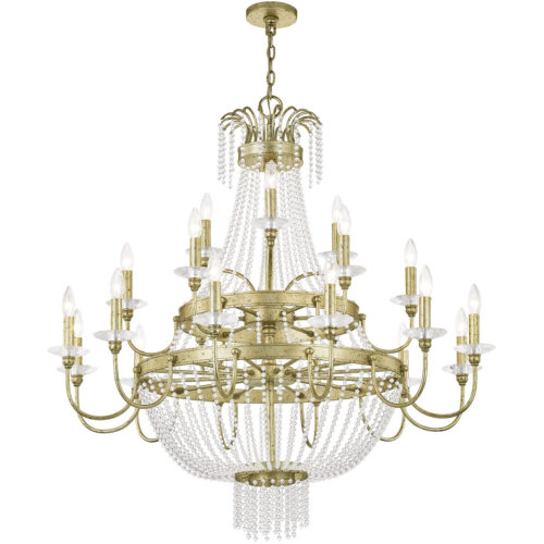 21 Light Winter Gold Foyer Chandelier with Clear Crystals Shade-Lighting LumensChandeliers