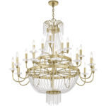 21 Light Winter Gold Foyer Chandelier with Clear Crystals Shade-Lighting LumensChandeliers