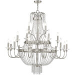 21 Light Brushed Nickel Foyer Chandelier with Clear Crystals Shade-Lighting LumensChandeliers