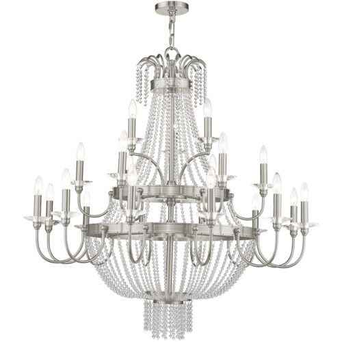 21 Light Brushed Nickel Foyer Chandelier with Clear Crystals Shade-Lighting LumensChandeliers