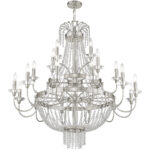 21 Light Brushed Nickel Foyer Chandelier with Clear Crystals Shade-Lighting LumensChandeliers