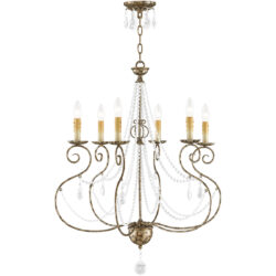 6 Light European Bronze Chandelier with Clear Crystals Shade-Lighting LumensChandeliers