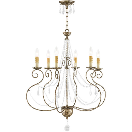 6 Light European Bronze Chandelier with Clear Crystals Shade-Lighting LumensChandeliers