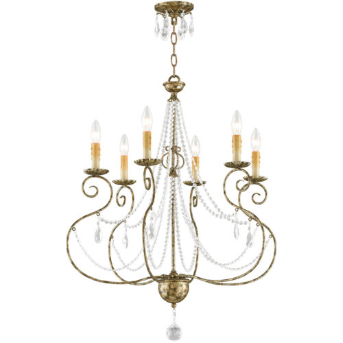 6 Light European Bronze Chandelier with Clear Crystals Shade-Lighting LumensChandeliers