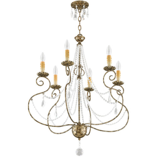 6 Light European Bronze Chandelier with Clear Crystals Shade-Lighting LumensChandeliers