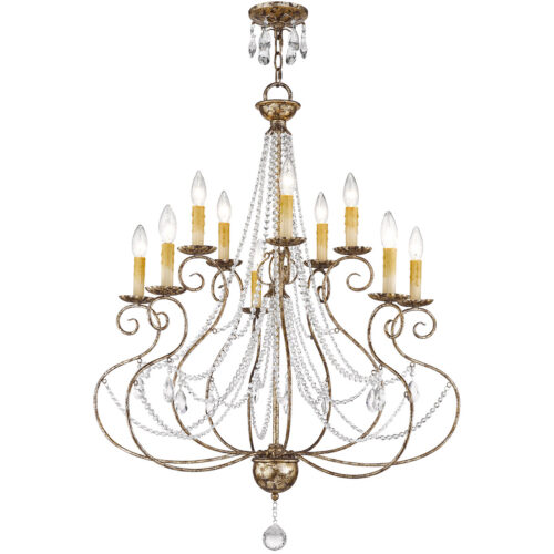 5 Light + 5 Light European Bronze Chandelier with Clear Crystals Shade-Lighting LumensChandeliers