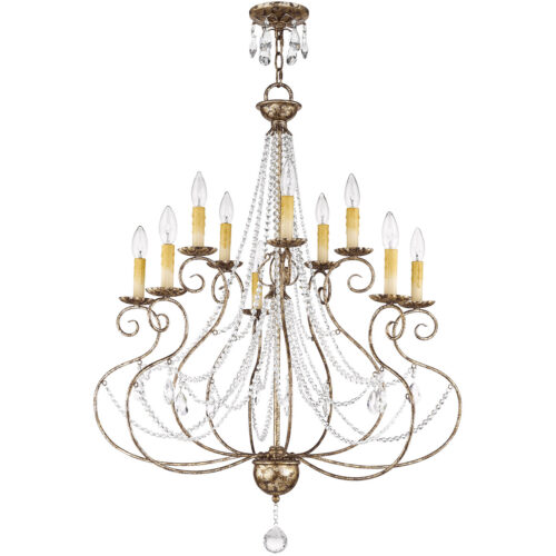 5 Light + 5 Light European Bronze Chandelier with Clear Crystals Shade-Lighting LumensChandeliers