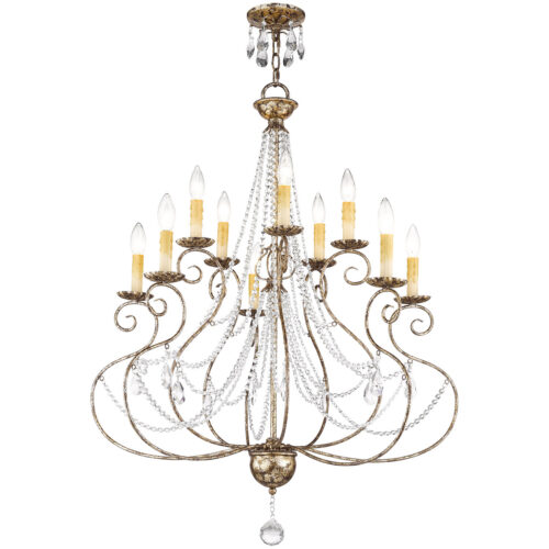 5 Light + 5 Light European Bronze Chandelier with Clear Crystals Shade-Lighting LumensChandeliers